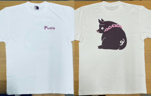 Pua'a(プアア)Tシャツ(白)の表裏画像