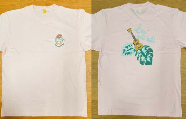 モンステラTシャツ(薄ピンク)の表裏画像